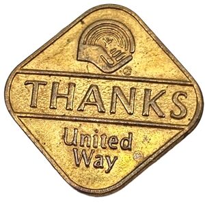 Vintage United Way THANKS Pin Gold Tone Union Made USA Lapel Hat Pinback